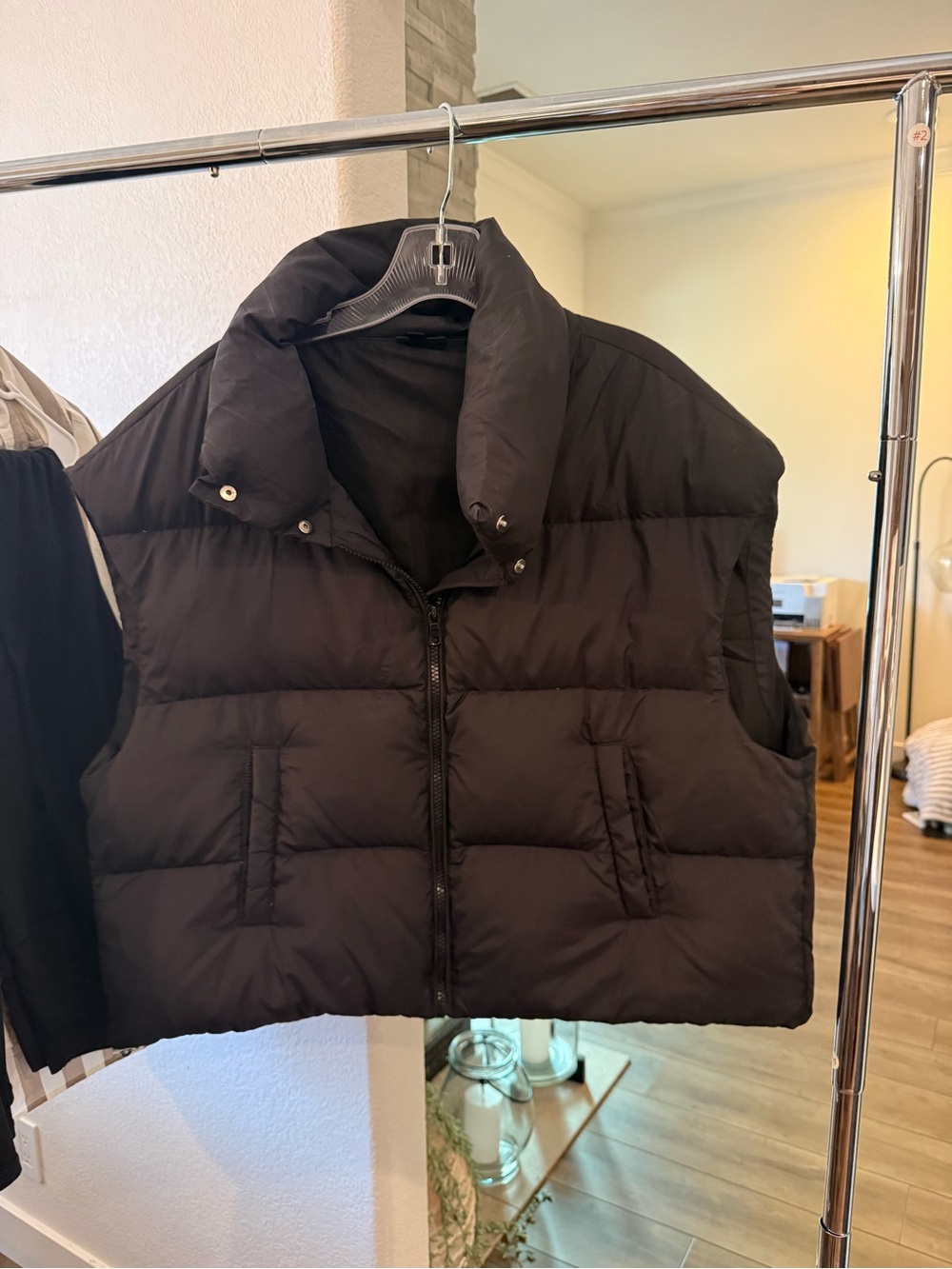 Coco + Carmen Black Quilted Puffer Vest